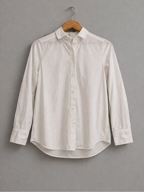 POPSUGAR Womens White Button Down Shirt Medium 100% Cotton Long Sleeve Classic